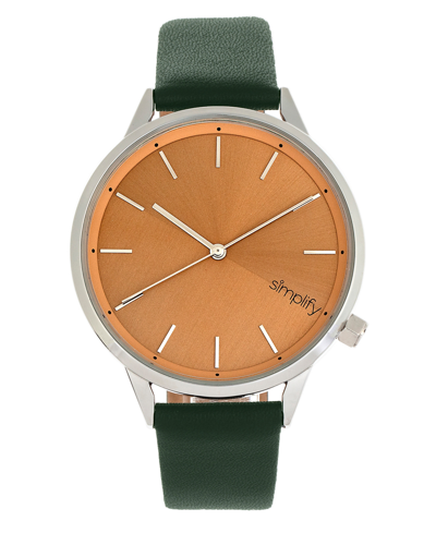 Shop Simplify The 6700 Series Black Or Teal Or Orange Or Brown Or Forest Green Or Red Leatherette Strap Watch, 45m