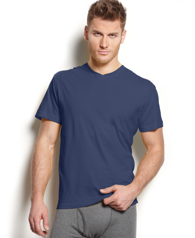 Shop Alfani Men's V-neck Undershirt, Created For Macy's In Blue