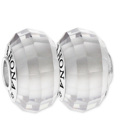 Shop Rhona Sutton 2-pc. Set Faceted Glass Bead Charms In Sterling Silver In Ivory/cream