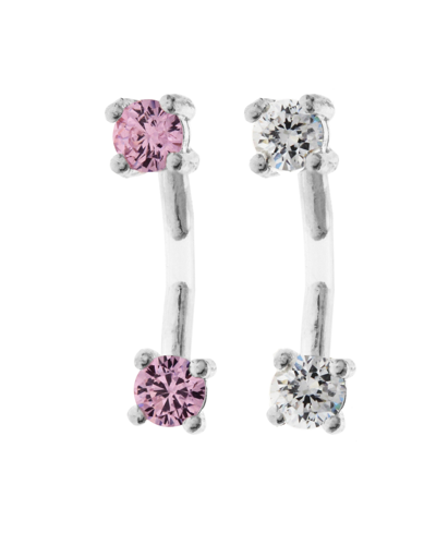Shop Rhona Sutton Bodifine Stainless Steel Set Of 2 Crystal Eyebrow Bars In Multi