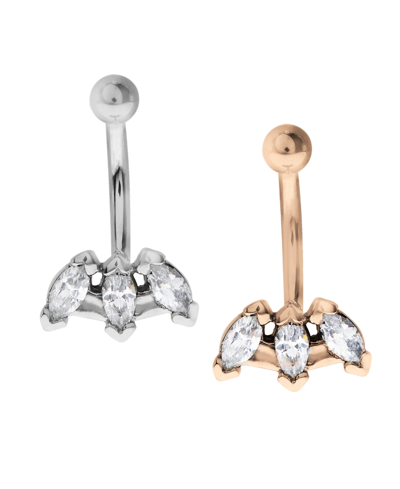Shop Rhona Sutton Bodifine Stainless Steel Set Of 2 Colors Marquise Crystal Tragus In Multi