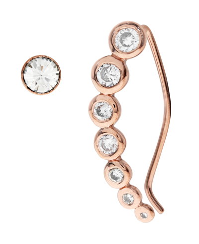 Shop Rhona Sutton Bodifine Rose Gold Plated Sterling Silver Ear Climber And Stud Set