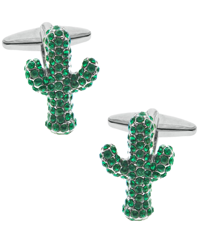 Shop Rhona Sutton Sutton Silver-tone Cubic Zirconia Cactus Cufflinks In Green