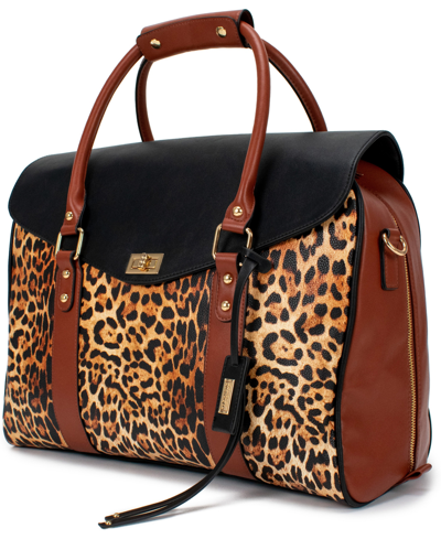 Shop Badgley Mischka Leopard Travel Tote Weekender Bag In Multi