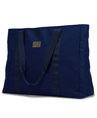 Shop Badgley Mischka Nylon Travel Tote Weekender Bag In Blue