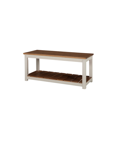 Shop Alaterre Furniture Savannah Bench, Ivory With Natural Wood Top In Ivory/cream