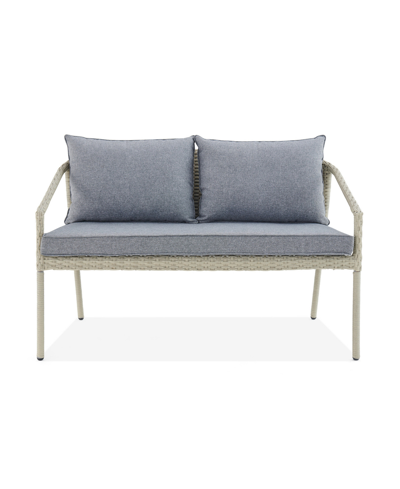 Shop Alaterre Furniture Windham All-weather Wicker Seat Outdoor Bench With Cushions In Gray