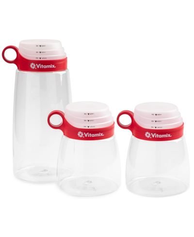 Shop Vitamix Tritan Shatterproof Canisters With Measuring Lids, Set Of 3 In Red