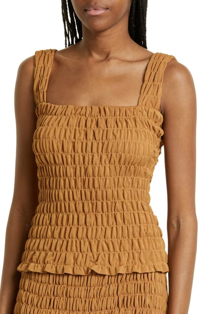 Shop By Malene Birger Elnaz Smocked Tank In Tobacco Brown