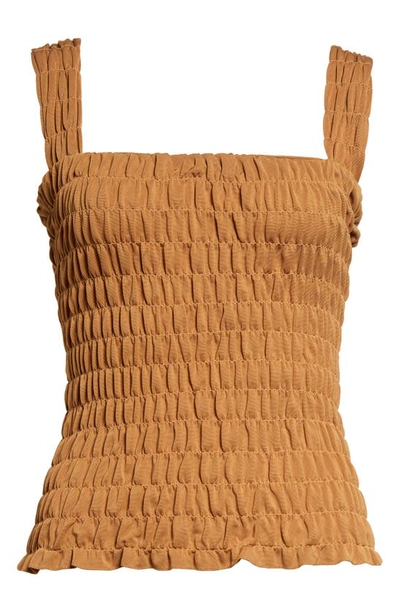 Shop By Malene Birger Elnaz Smocked Tank In Tobacco Brown