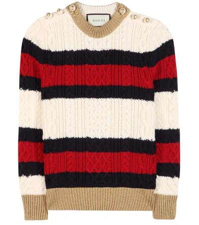 Shop Gucci Embellished Wool Sweater In Loee