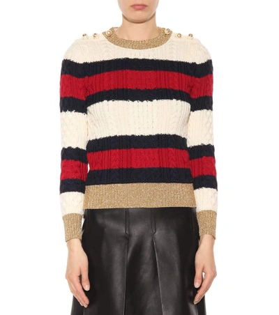 Shop Gucci Embellished Wool Sweater In Loee