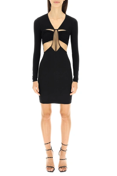 Shop Nensi Dojaka Long Sleeve Mini Dress With Cut Out