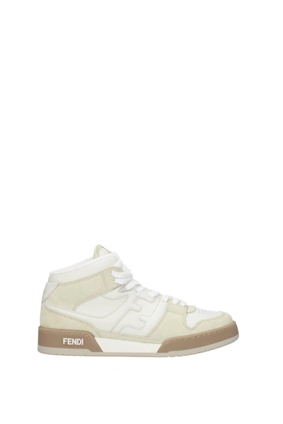 Shop Fendi Sneakers Match Leather Beige Ice