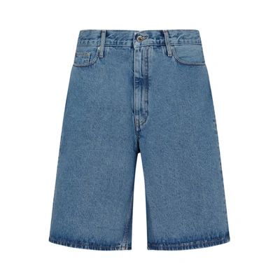 Shop Off-white Single Arrow Skate Denim Shorts Pants In Blue