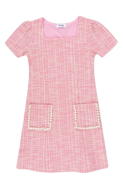 Shop Speechless Kids' Imitation Pearl Trim Boucle Dress In Pink/ Ivory