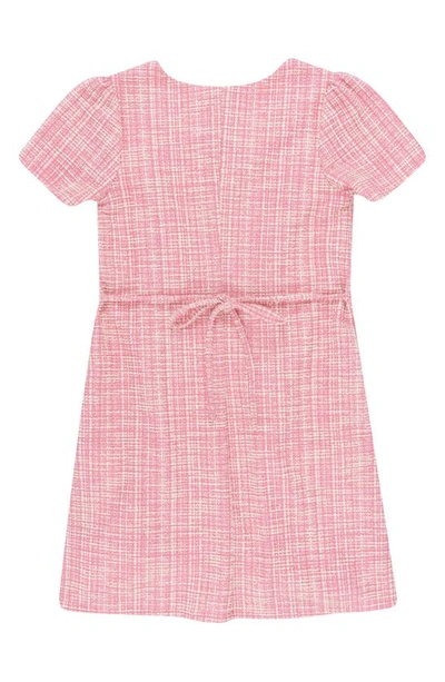 Shop Speechless Kids' Imitation Pearl Trim Boucle Dress In Pink/ Ivory