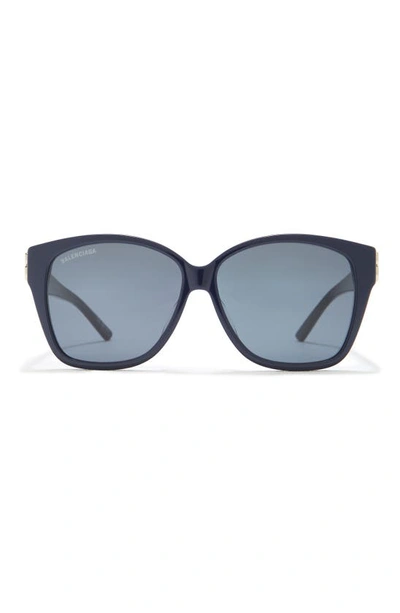 Shop Balenciaga 59mm Square Sunglasses In Blue Silver Blue
