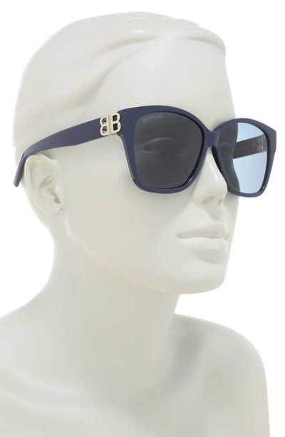 Shop Balenciaga 59mm Square Sunglasses In Blue Silver Blue