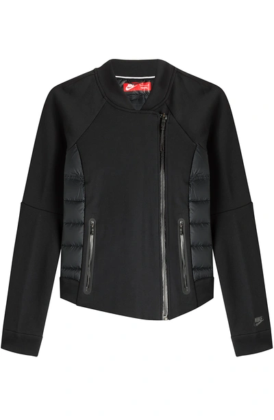 Nike Tech Fleece Aeroloft Moto Down Jacket In Black/black
