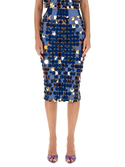 Shop Rabanne Paco  Sequin Midi Skirt In Multicolor