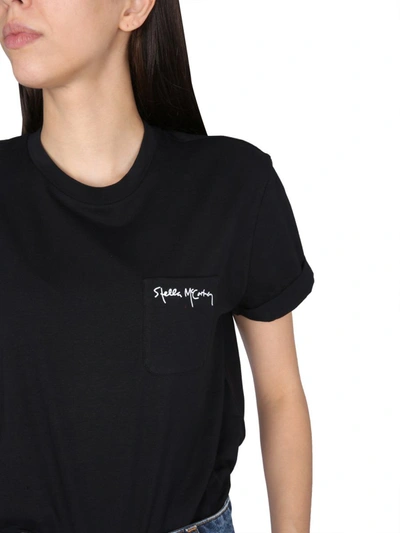 Shop Stella Mccartney T-shirt With Logo Embroidery In Black