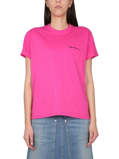 Shop Stella Mccartney T-shirt With Logo Embroidery In Purple