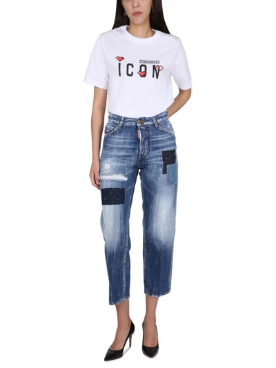 Dsquared2 Multicolor Waved Stripes Boston Jeans In Blue