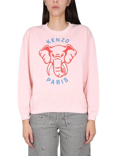 Shop Kenzo Sweatshirt With Logo Print In Pink