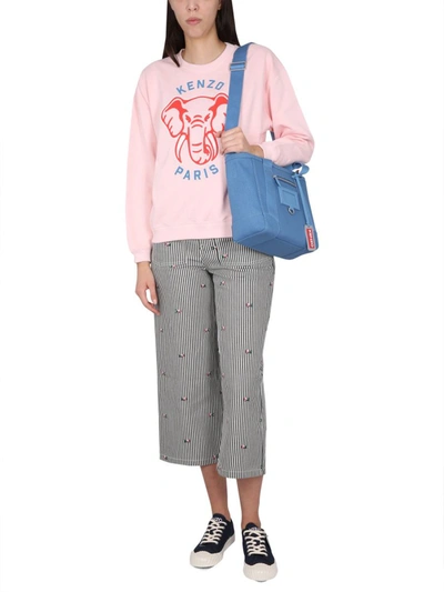 Shop Kenzo Sweatshirt With Logo Print In Pink