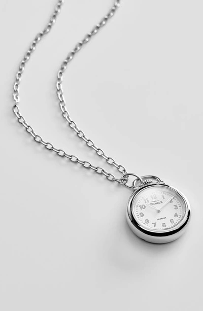 Shop Shinola Runwell Watch Pendant Necklace In White