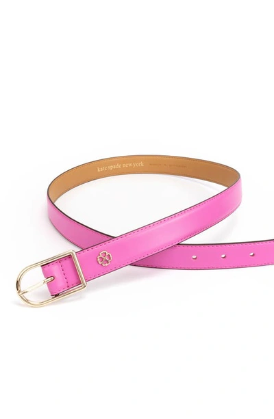 Shop Kate Spade Leather Belt In Shockwave Pink