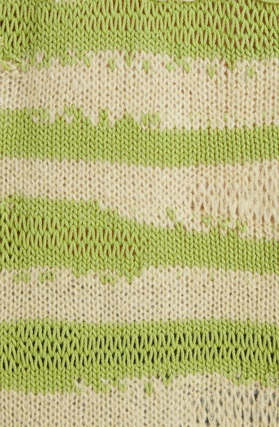 Shop Acne Studios Koliva Distressed Stripe Cotton & Mohair Blend Cardigan In Sage Green/ Apple Green