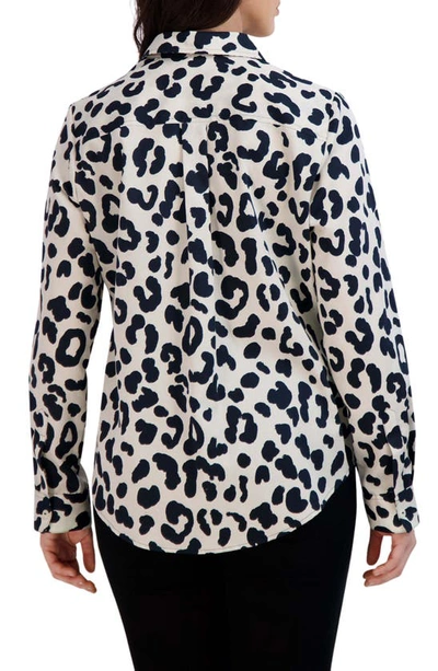 Shop Foxcroft Cheetah Print Shirt In Black/ Ivory