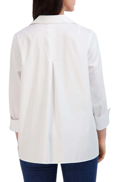 Foxcroft Agnes Split Cuff Popover Blouse In White