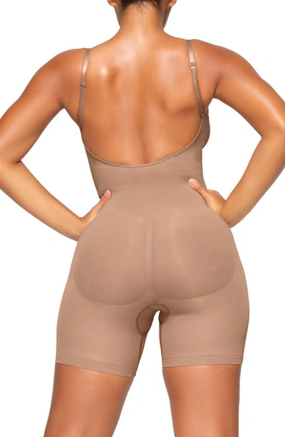 Skims Seamless Sculpt Strapless Mid Thigh Bodysuit In Sienna In Sienna