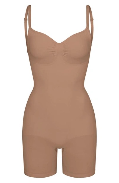 Skims Seamless Sculpt Strapless Mid Thigh Bodysuit In Sienna In Sienna
