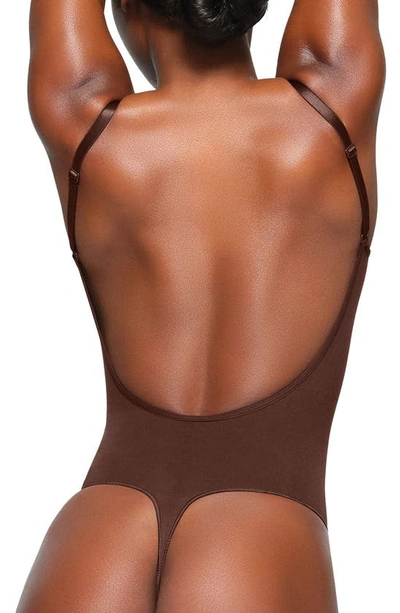 Skims Seamless Sculpt Thong Bodysuit in Brown