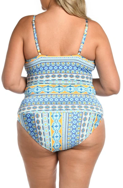 La Blanca Scarf Keyhole Tankini Top In Blue
