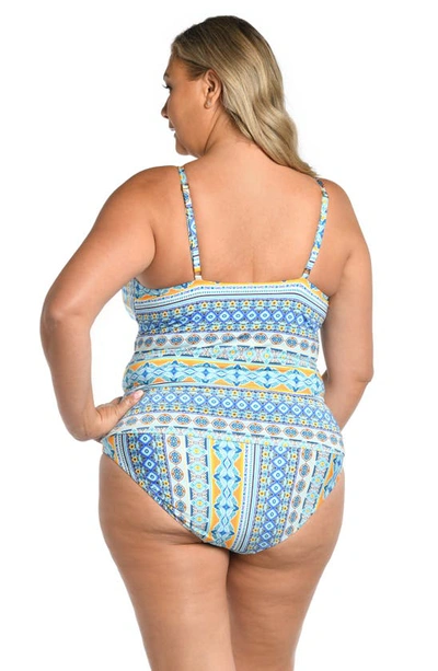 La Blanca Scarf Keyhole Tankini Top In Blue