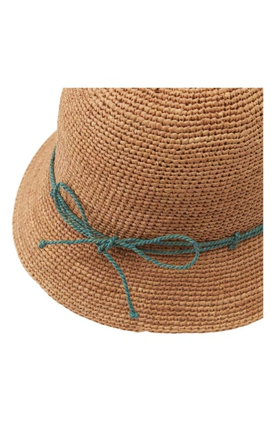 Shop Helen Kaminski Rosie Packable Raffia Bucket Hat In Nougat/ Palm Leaf