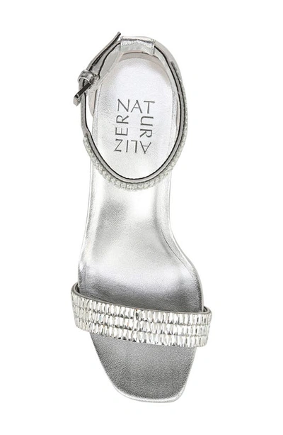 Shop Naturalizer Joy Sparkle Ankle Strap Sandal In Silver Satin Synthetic