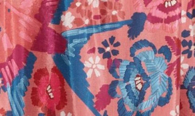 Farm Rio Birds Blush Floral Puff Sleeve Belted Cotton Blend Dress In ...