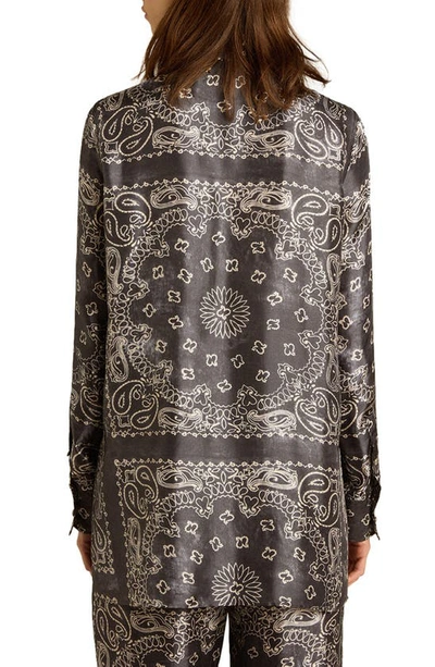 Shop Golden Goose Paisley Print Oversize Button-up Pajama Shirt In Anthracite