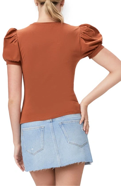 Shop Paige Matcha Puff Sleeve T-shirt In Burnt Terracotta