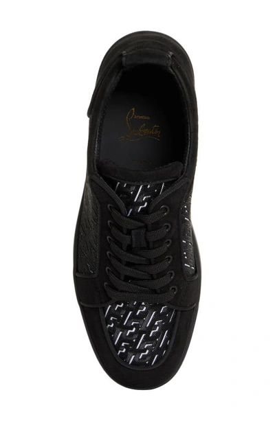 Shop Christian Louboutin Rantulow Orlato Mixed Media Sneaker In Black/ White