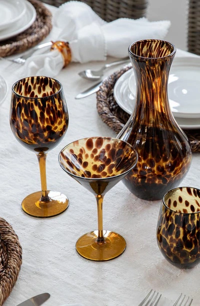 Shop Juliska Puro Tortoiseshell Pattern Wine Glass In Brown