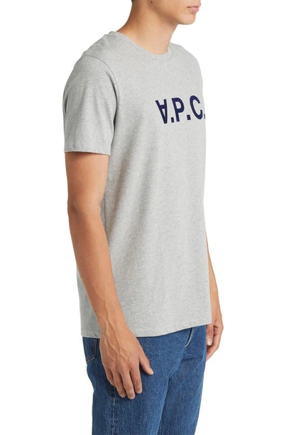 Shop Apc Logo Graphic T-shirt In Gris Chine Clair