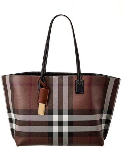 Burberry Exploded Check Canvas & Bright Rose Grained Leather Top Handle Tote, myGemma, DE