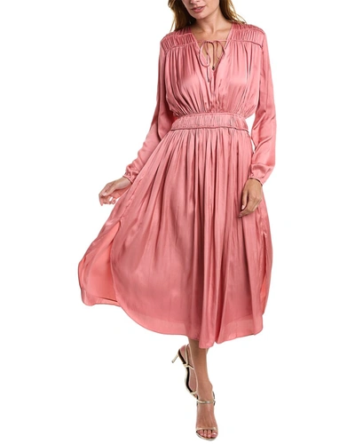 Shop Elie Tahari Shirred Maxi Dress In Pink